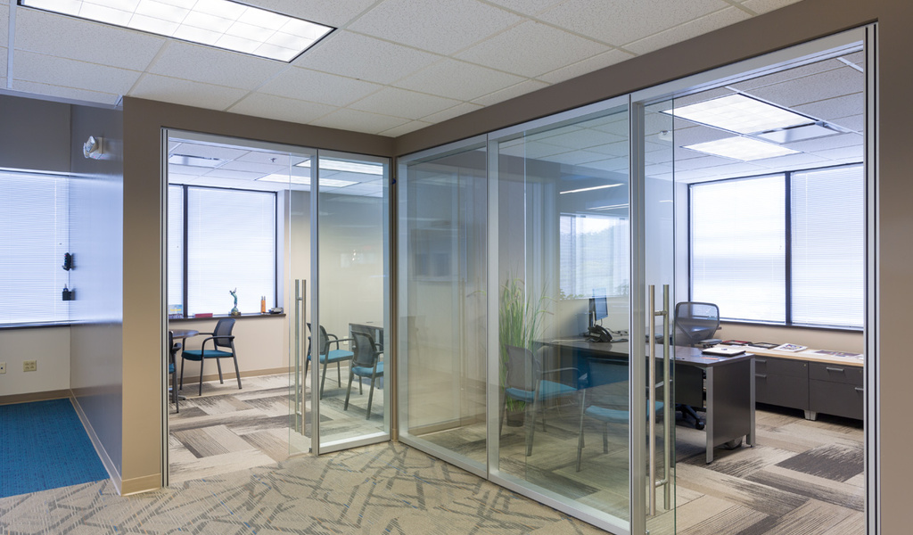 Glass enclosed provate offices