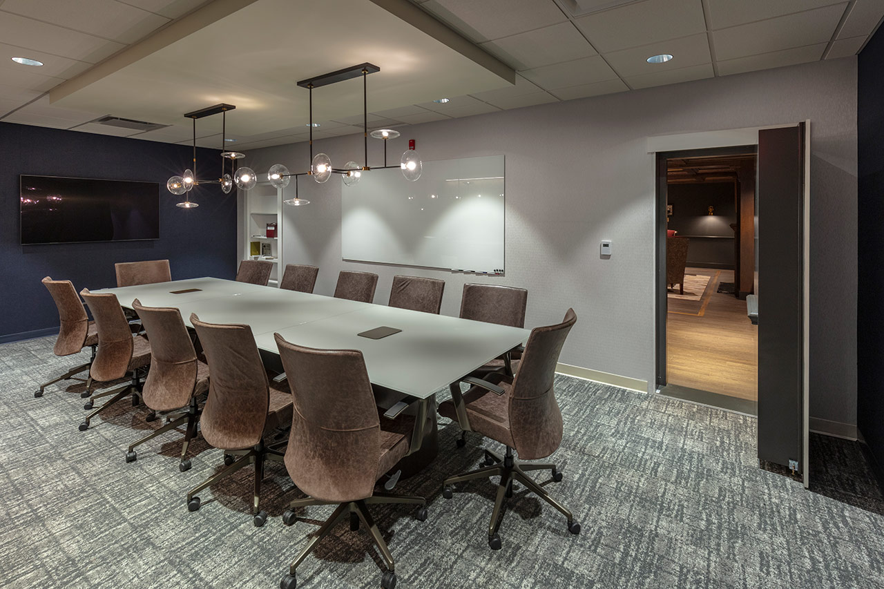 Conference room for 12 and view to event space
