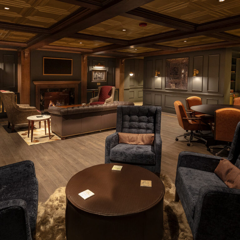 Luxe event space with a variety of seating groupings